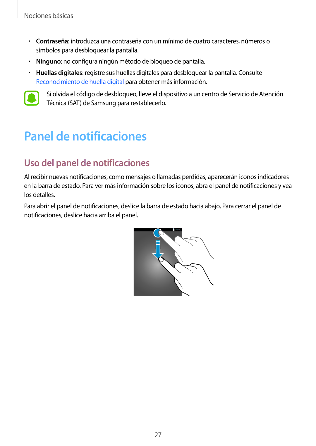 Samsung SM-T715NZWEPHE, SM-T815NZWEPHE, SM-T815NZKEPHE manual Panel de notificaciones, Uso del panel de notificaciones 