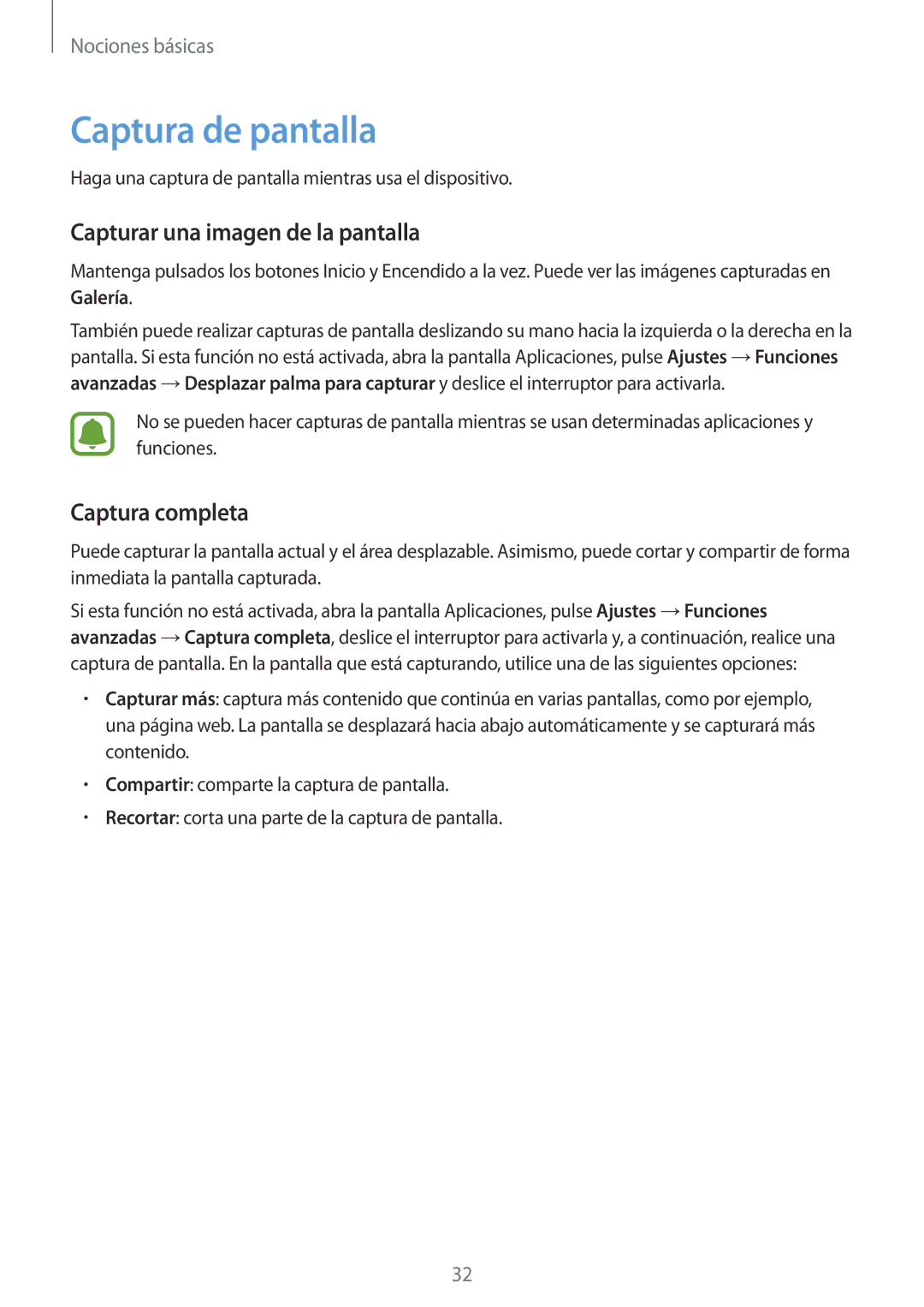 Samsung SM-T815NZKEPHE, SM-T715NZWEPHE manual Captura de pantalla, Capturar una imagen de la pantalla, Captura completa 