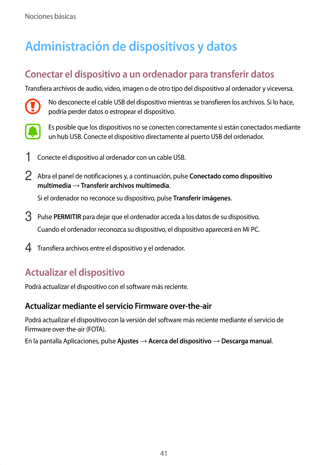 Samsung SM-T815NZKEPHE, SM-T715NZWEPHE, SM-T815NZWEPHE Administración de dispositivos y datos, Actualizar el dispositivo 