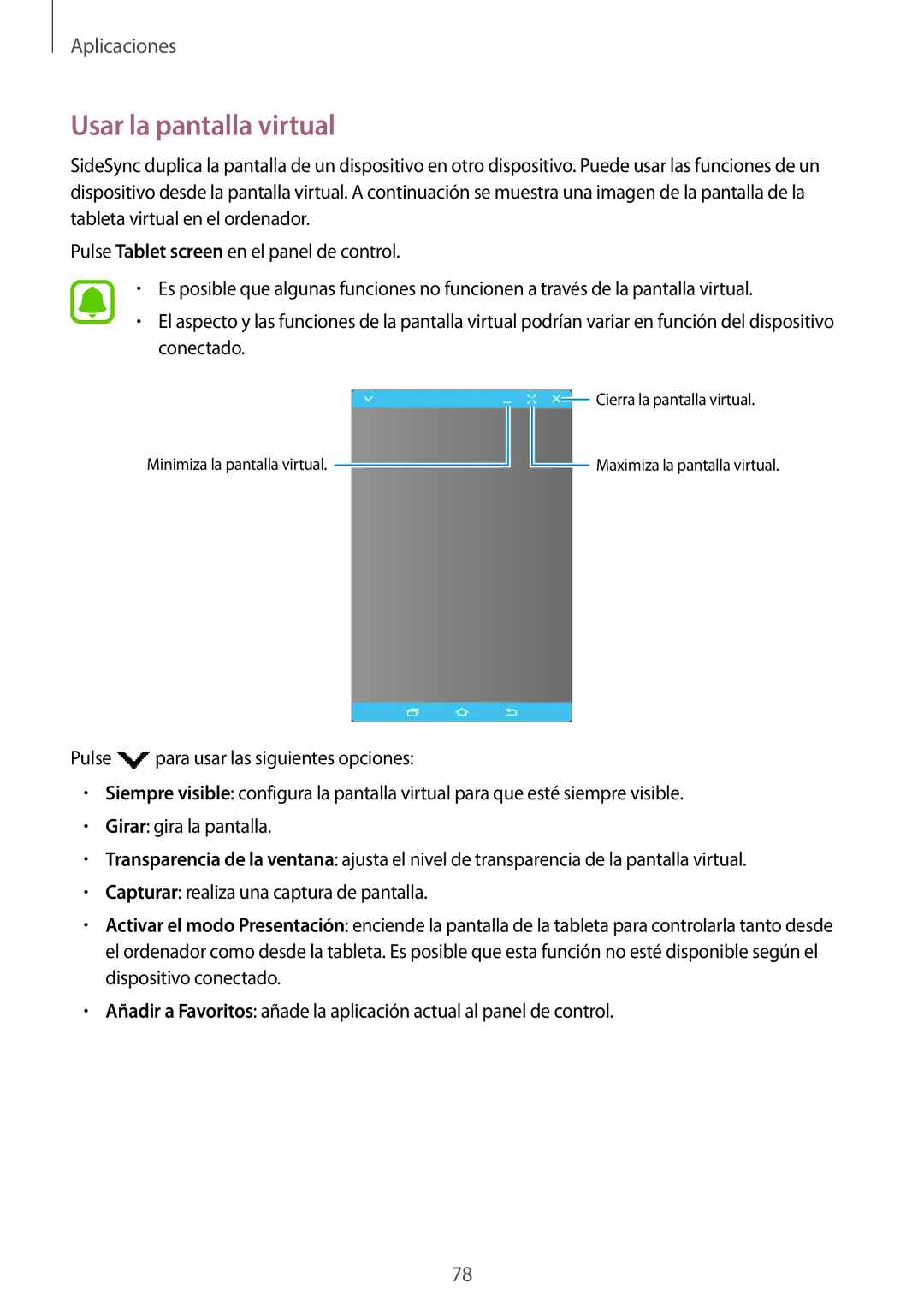 Samsung SM-T715NZWEPHE, SM-T815NZWEPHE, SM-T815NZKEPHE manual Usar la pantalla virtual 