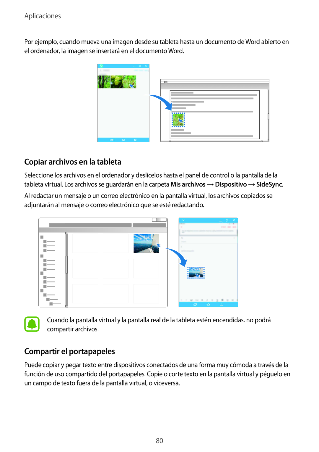 Samsung SM-T815NZKEPHE, SM-T715NZWEPHE, SM-T815NZWEPHE manual Copiar archivos en la tableta, Compartir el portapapeles 