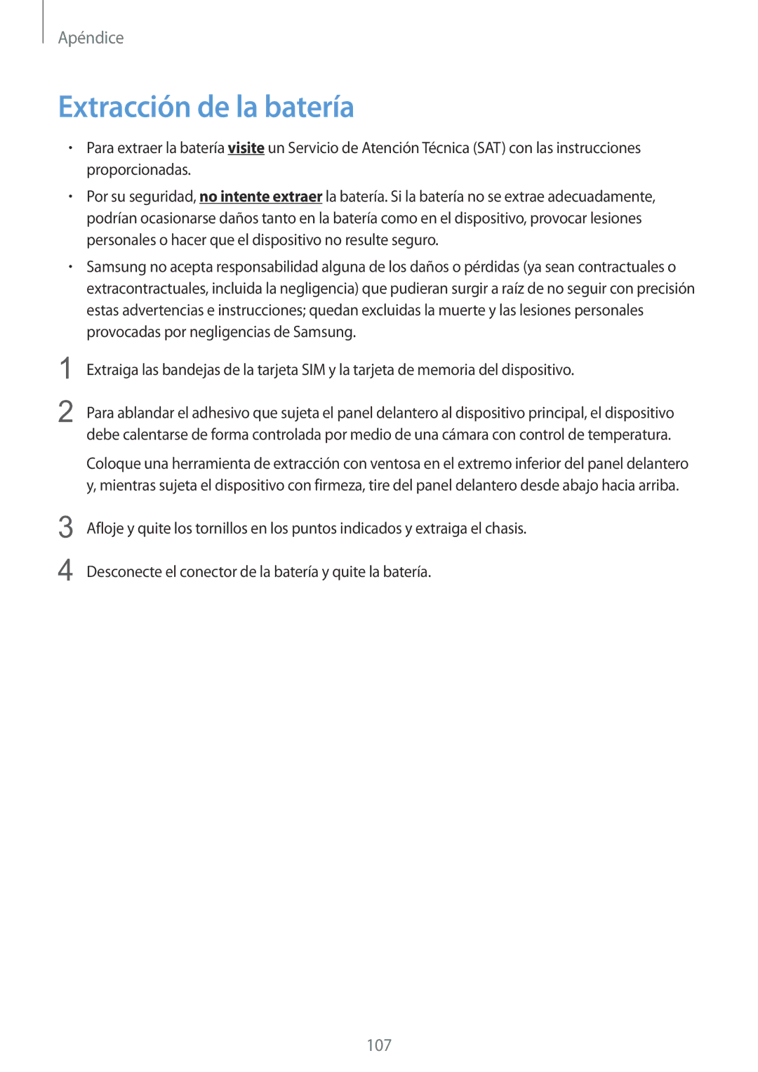 Samsung SM-T715NZWEPHE manual Extracción de la batería 