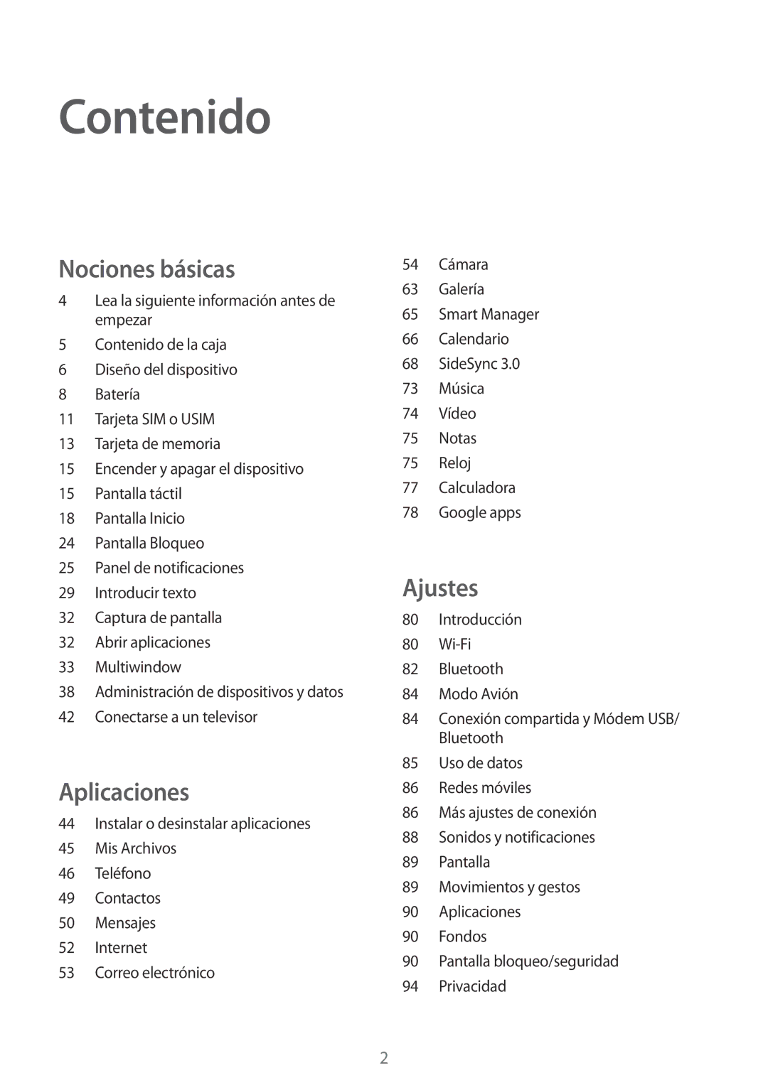 Samsung SM-T715NZWEPHE manual Contenido 