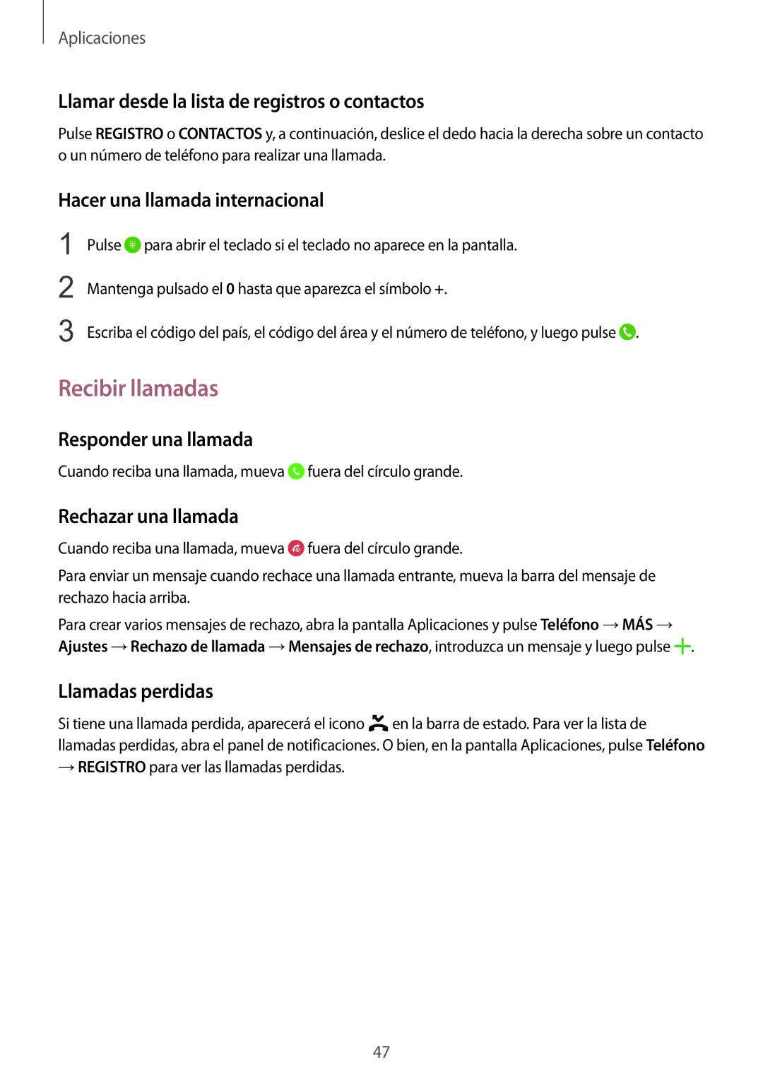 Samsung SM-T715NZWEPHE manual Recibir llamadas 