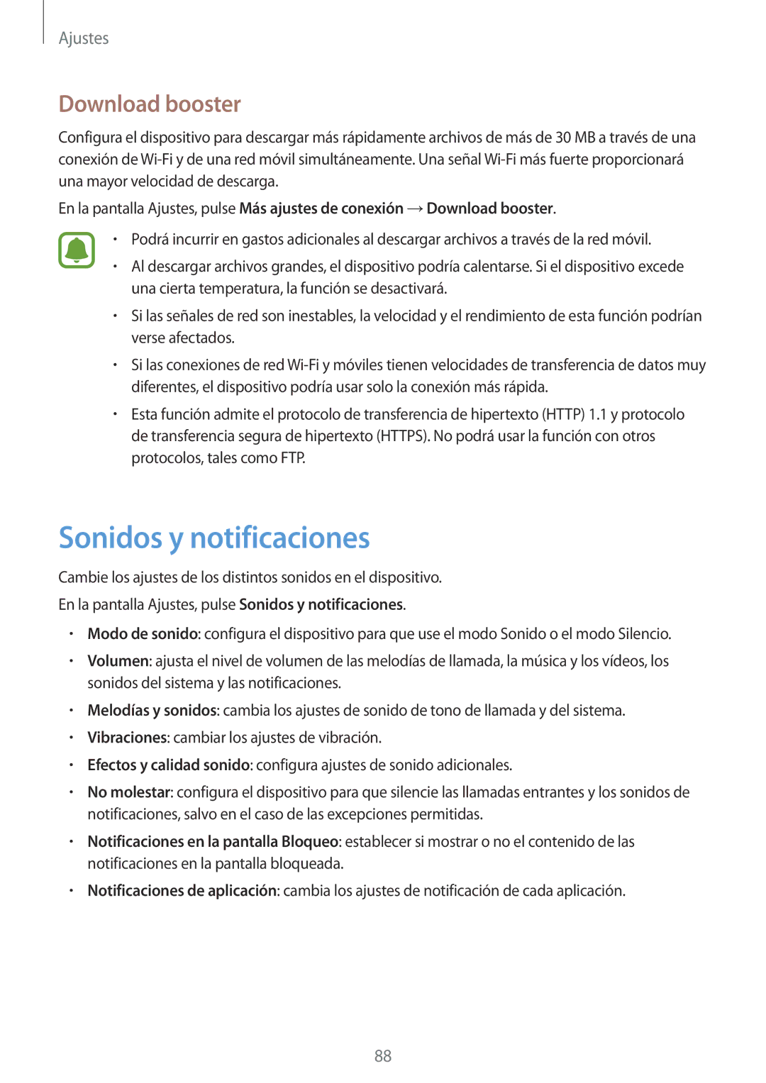 Samsung SM-T715NZWEPHE manual Sonidos y notificaciones, Download booster 