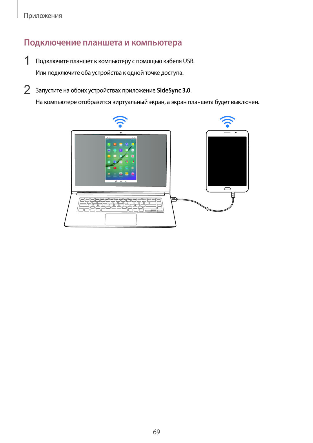 Samsung SM-T715NZKESER, SM-T715NZWESER manual Подключение планшета и компьютера 