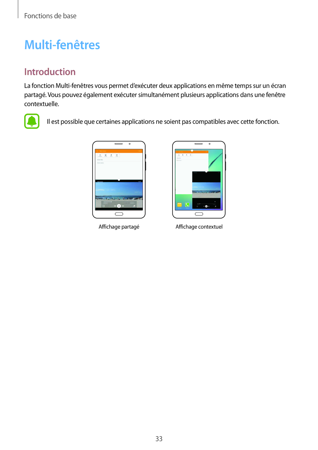 Samsung SM-T715NZWEXEF manual Multi-fenêtres, Introduction 