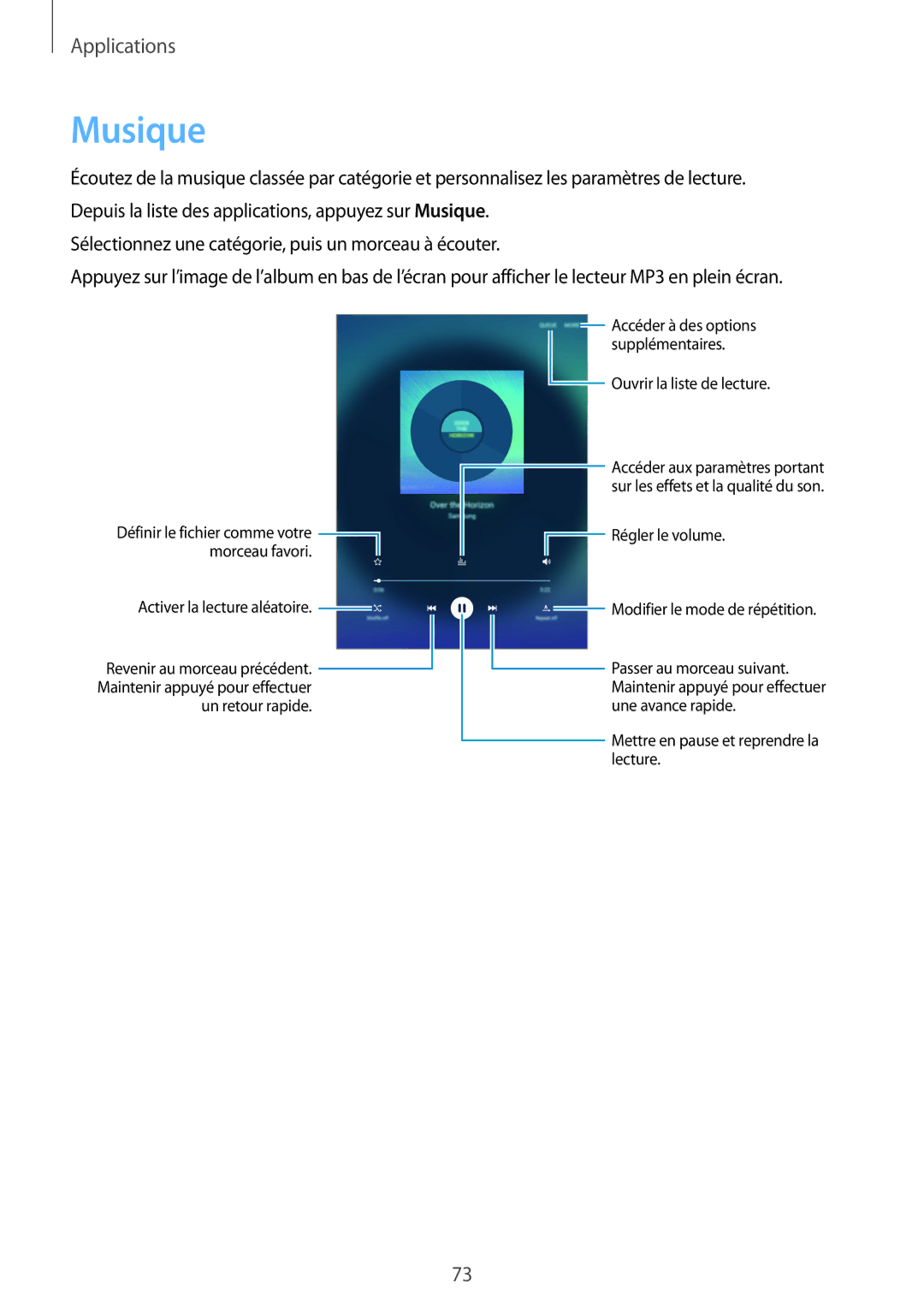 Samsung SM-T715NZWEXEF manual Musique 