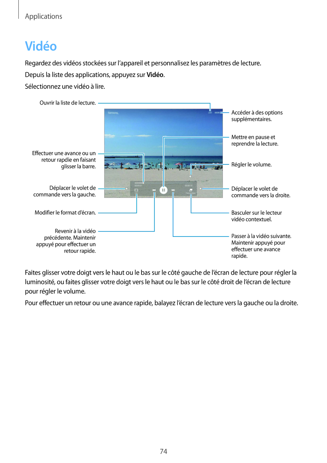 Samsung SM-T715NZWEXEF manual Vidéo 