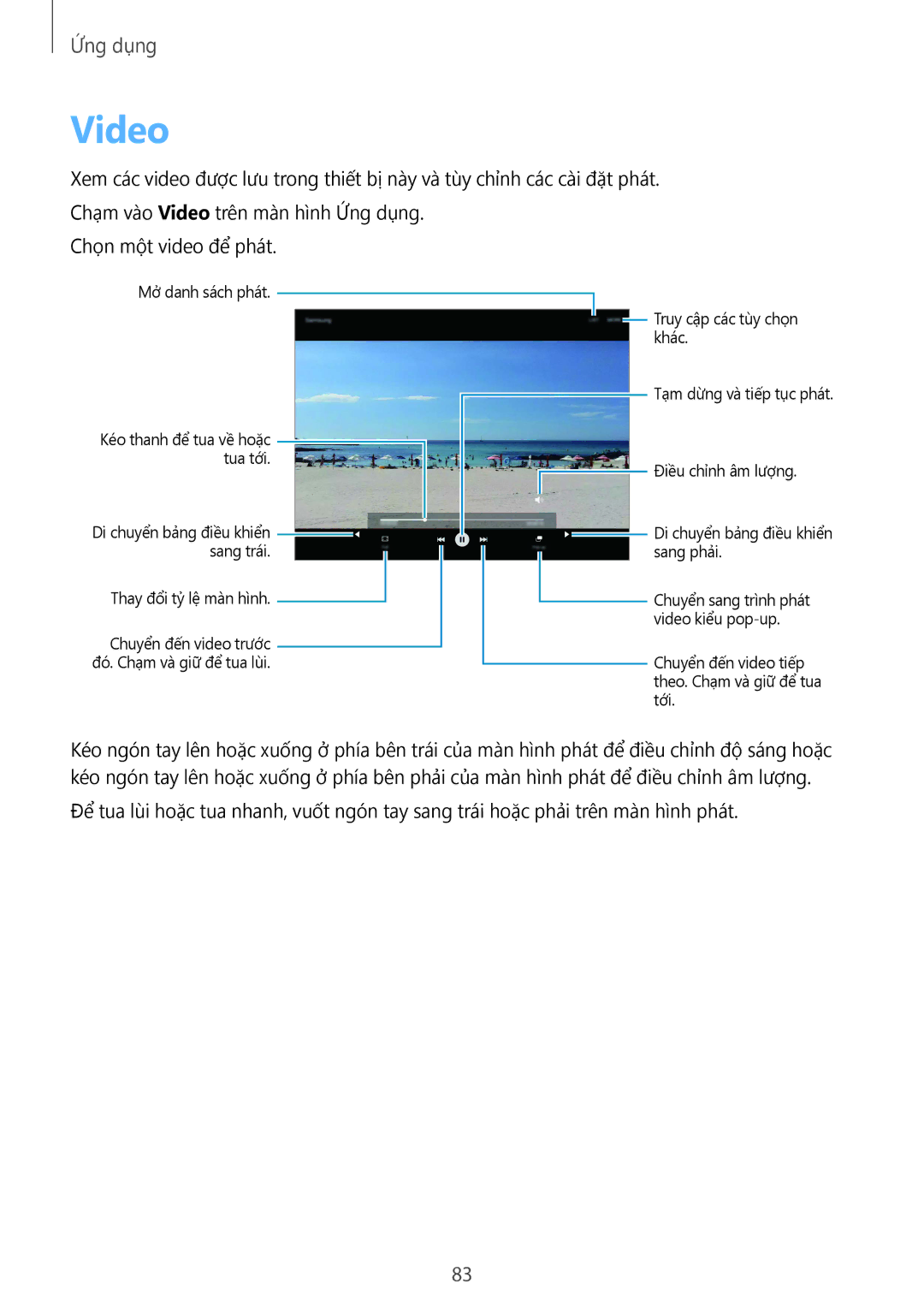 Samsung SM-T815YZKEXXV, SM-T715YZKEXXV, SM-T715YZDEXXV, SM-T715YZWEXXV, SM-T815YZDEXXV, SM-T815YZWEXXV manual Video 