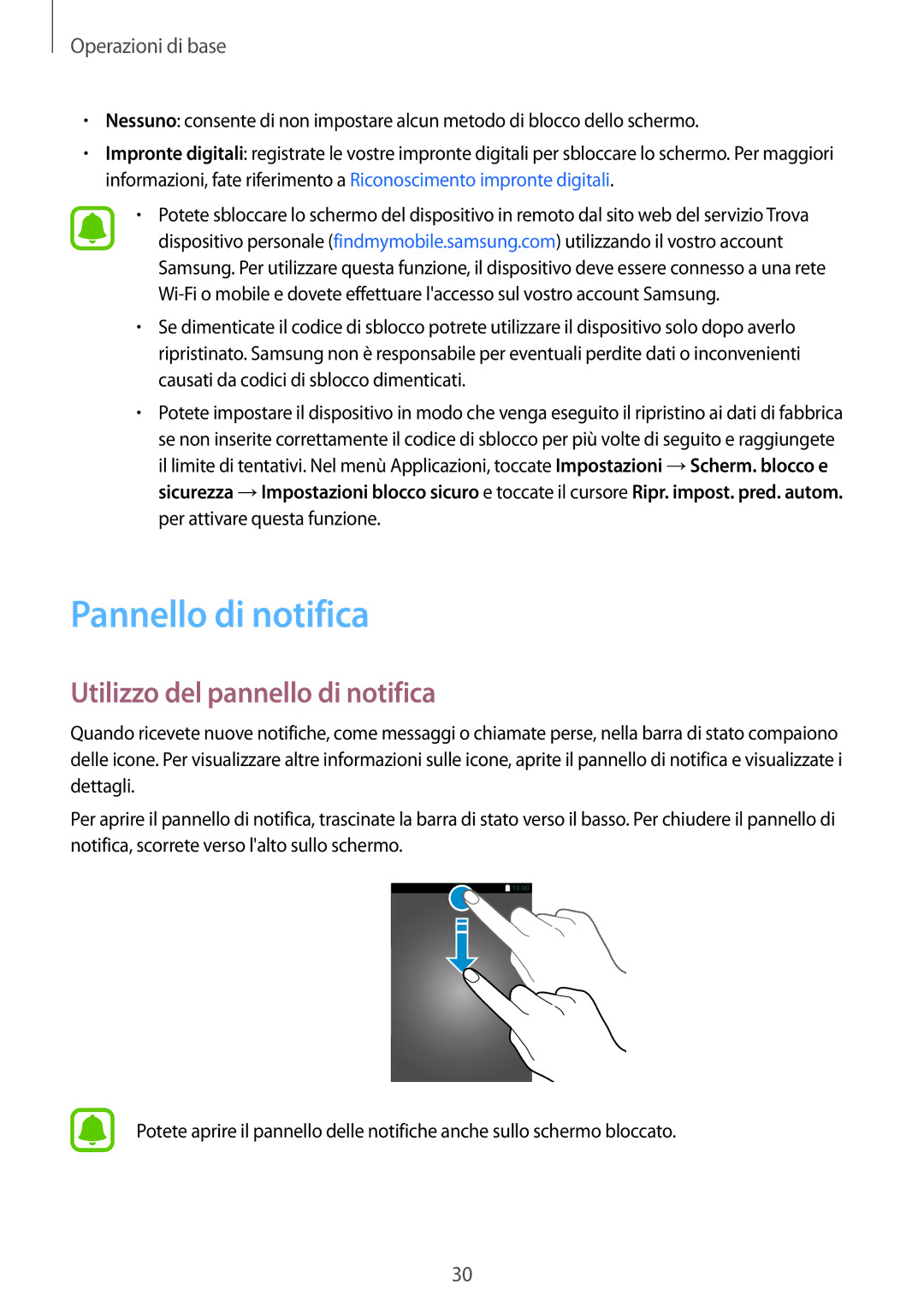 Samsung SM-T719NZKEITV, SM-T719NZDEITV, SM-T819NZKEITV manual Pannello di notifica, Utilizzo del pannello di notifica 