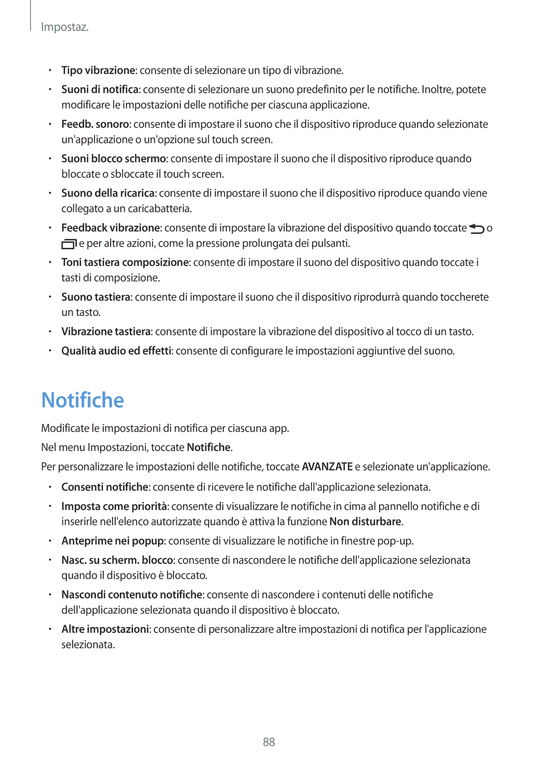 Samsung SM-T719NZDEITV, SM-T819NZKEITV, SM-T719NZKEITV, SM-T819NZDEITV manual Notifiche 