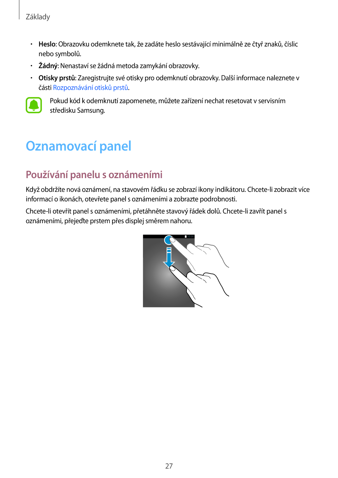 Samsung SM-T819NZKEXEZ, SM-T719NZKEXEZ manual Oznamovací panel, Používání panelu s oznámeními 