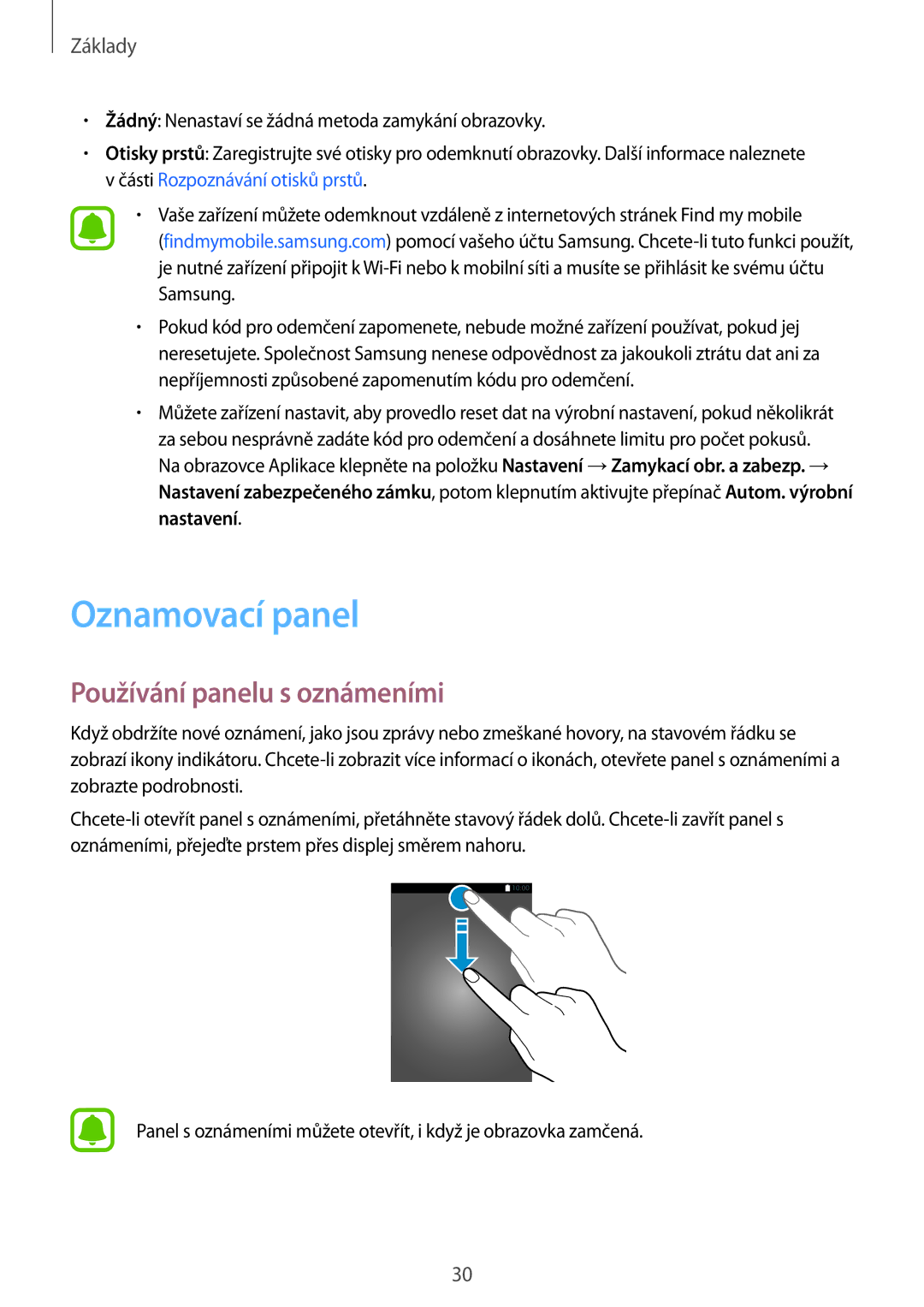 Samsung SM-T719NZKEXEZ, SM-T819NZKEXEZ manual Oznamovací panel, Používání panelu s oznámeními 