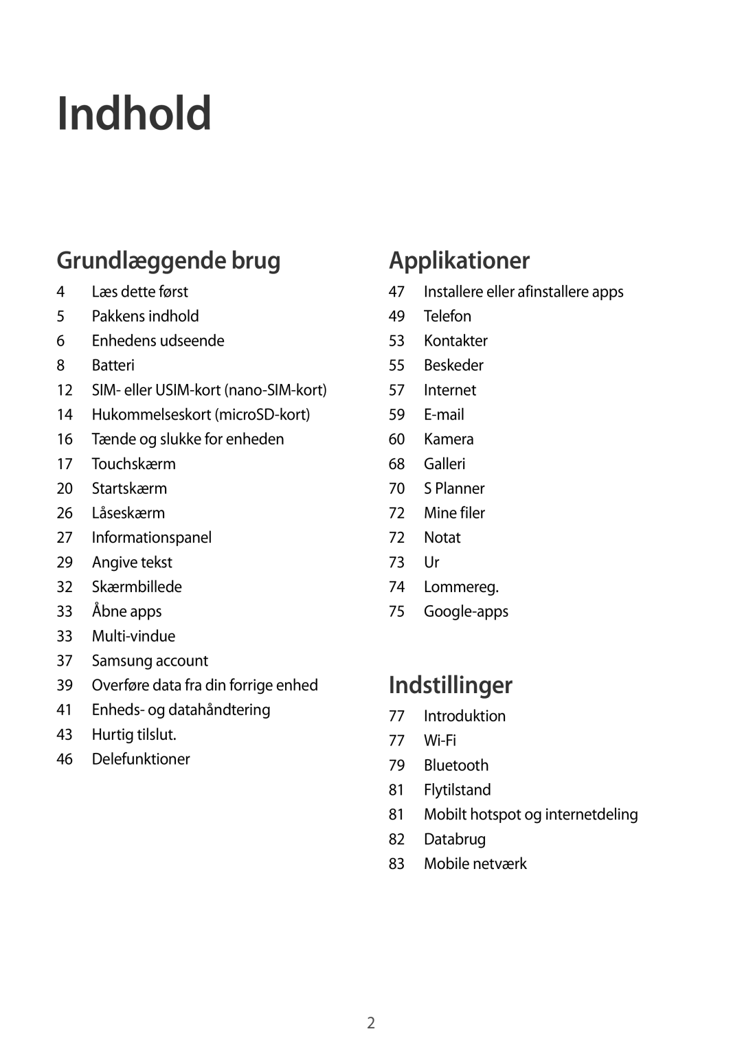 Samsung SM-T819NZKENEE manual Læs dette først, Internet, Overføre data fra din forrige enhed, Databrug, Mobile netværk 