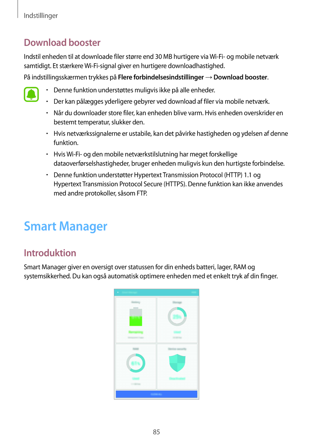 Samsung SM-T719NZKENEE, SM-T719NZWENEE, SM-T819NZKENEE, SM-T819NZWENEE manual Smart Manager, Download booster 