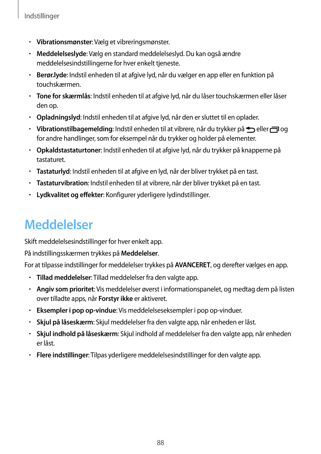 Samsung SM-T719NZWENEE, SM-T719NZKENEE, SM-T819NZKENEE, SM-T819NZWENEE manual Meddelelser 