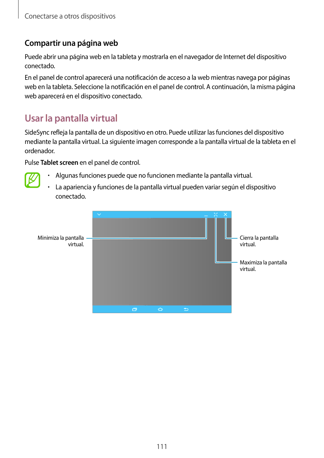 Samsung SM-T800NZWAXEO, SM-T800NHAAATO, SM-T800NTSATPH, SM-T800NZWATPH Usar la pantalla virtual, Compartir una página web 