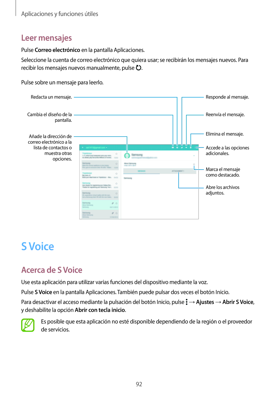 Samsung SM-T800NZWATPH, SM-T800NHAAATO, SM-T800NTSATPH, SM-T800NZWAXEO, SM-T800NTSAPHE Leer mensajes, Acerca de S Voice 