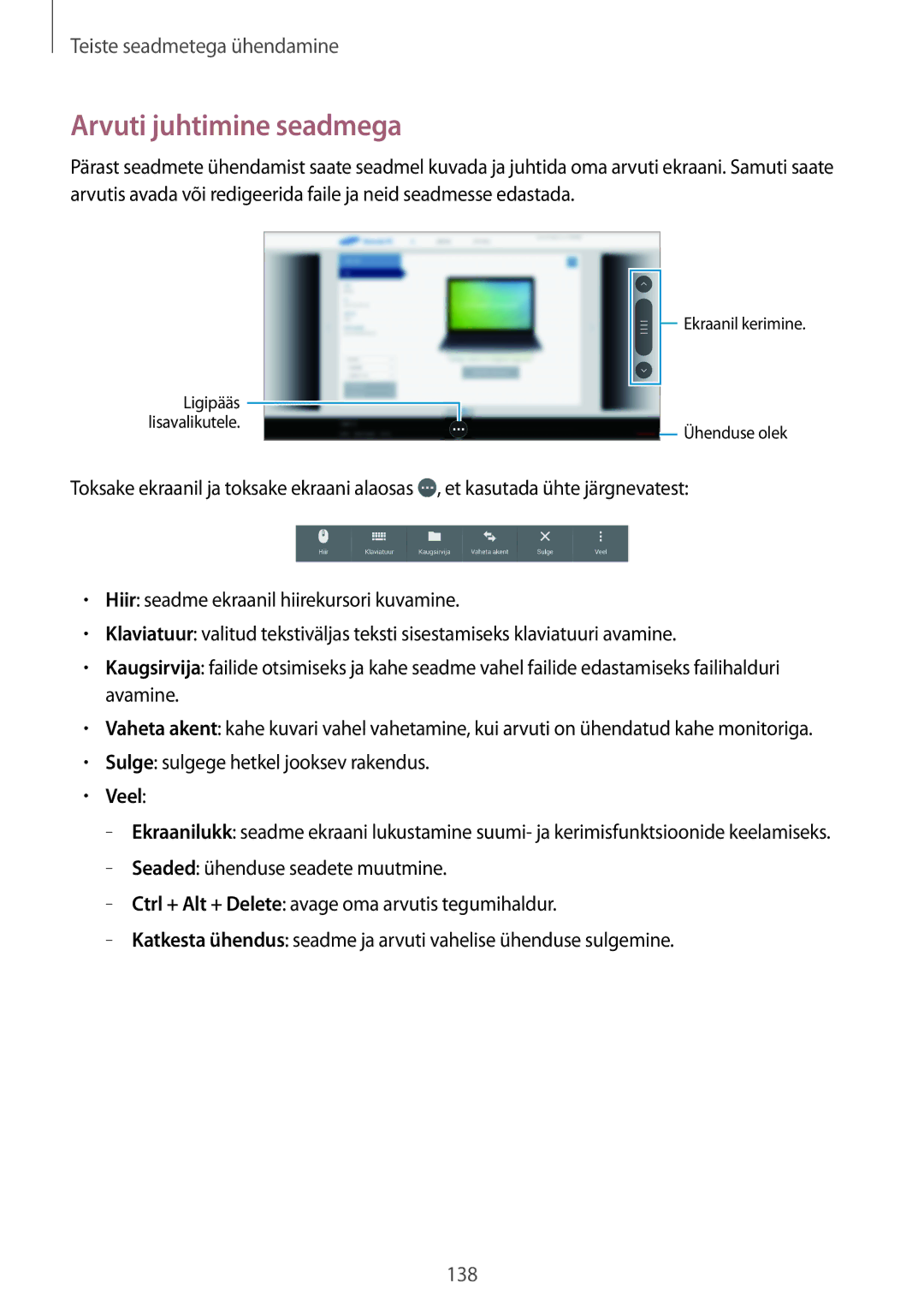 Samsung SM-T800NTSASEB, SM-T800NZWASEB, SM-T800NHAASEB manual Arvuti juhtimine seadmega, Veel 