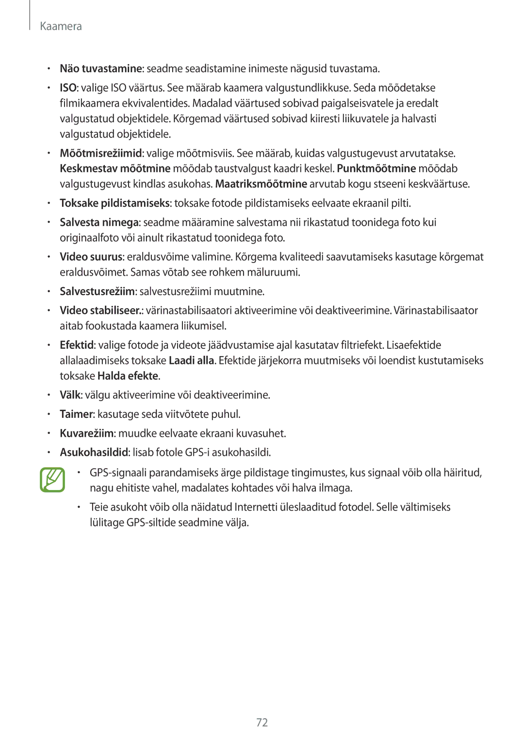 Samsung SM-T800NTSASEB, SM-T800NZWASEB, SM-T800NHAASEB manual Kaamera 