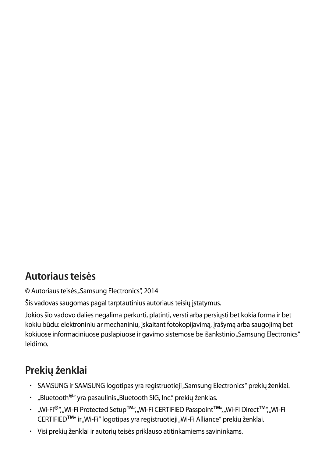 Samsung SM-T800NTSASEB, SM-T800NZWASEB, SM-T800NHAASEB manual Autoriaus teisės 