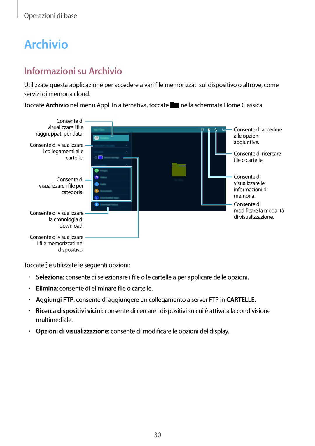 Samsung SM-T800NZWAAUT, SM-T800NZWADBT, SM-T800NZWATUR, SM-T800NHAADBT, SM-T800NTSAITV manual Informazioni su Archivio 