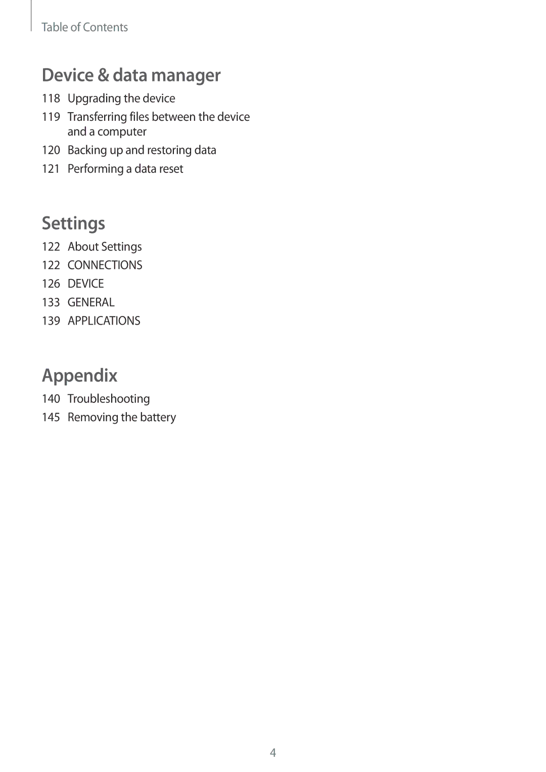 Samsung SM-T700NTSADBT, SM-T800NZWAEUR, SM-T700NZWAXEO, SM-T700NZWASEB About Settings, Troubleshooting Removing the battery 