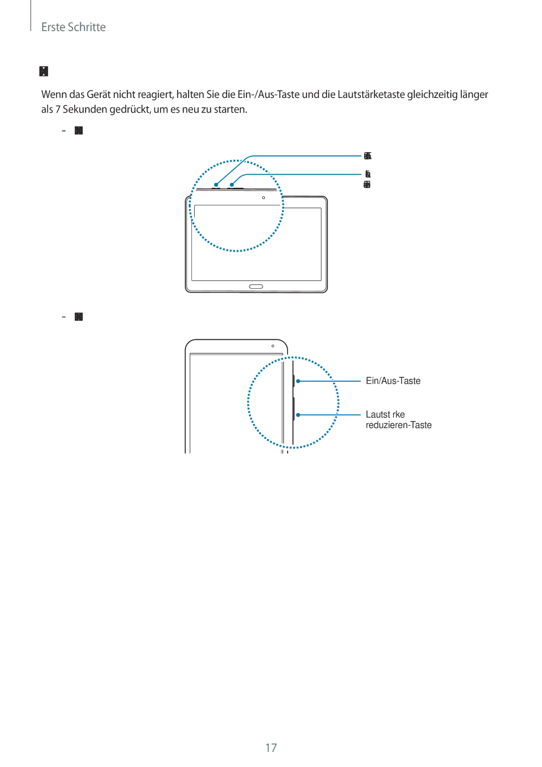 Samsung SM-T800NTSETPH, SM-T800NZWAEUR, SM-T700NZWAXEO, SM-T700NZWASEB, SM-T700NZWADBT manual Gerät neustarten, Typ 1 SM-T800 