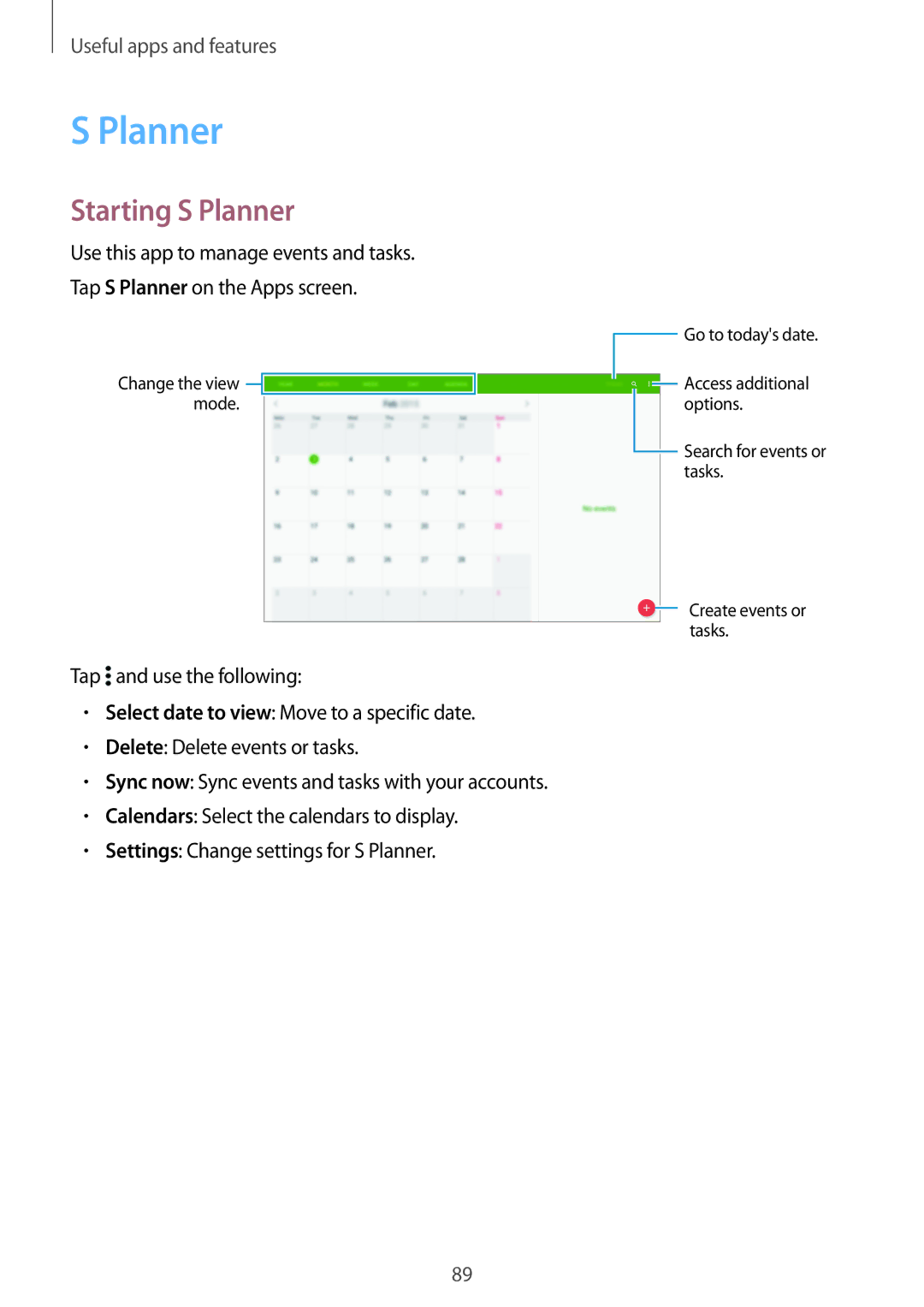 Samsung SM-T800NZWASER, SM-T800NZWAEUR, SM-T800NTSAATO, SM-T800NHAAATO, SM-T800NTSASEB, SM-T800NZWADBT Starting S Planner 