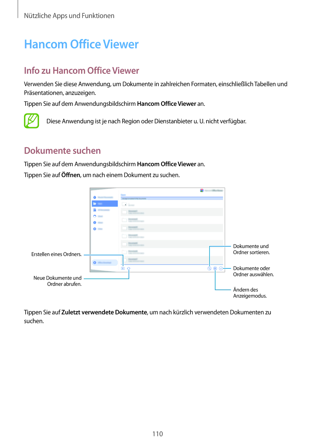 Samsung SM-T800NHAADBT, SM-T800NZWAEUR, SM-T800NTSAATO, SM-T800NHAAATO Info zu Hancom Office Viewer, Dokumente suchen 