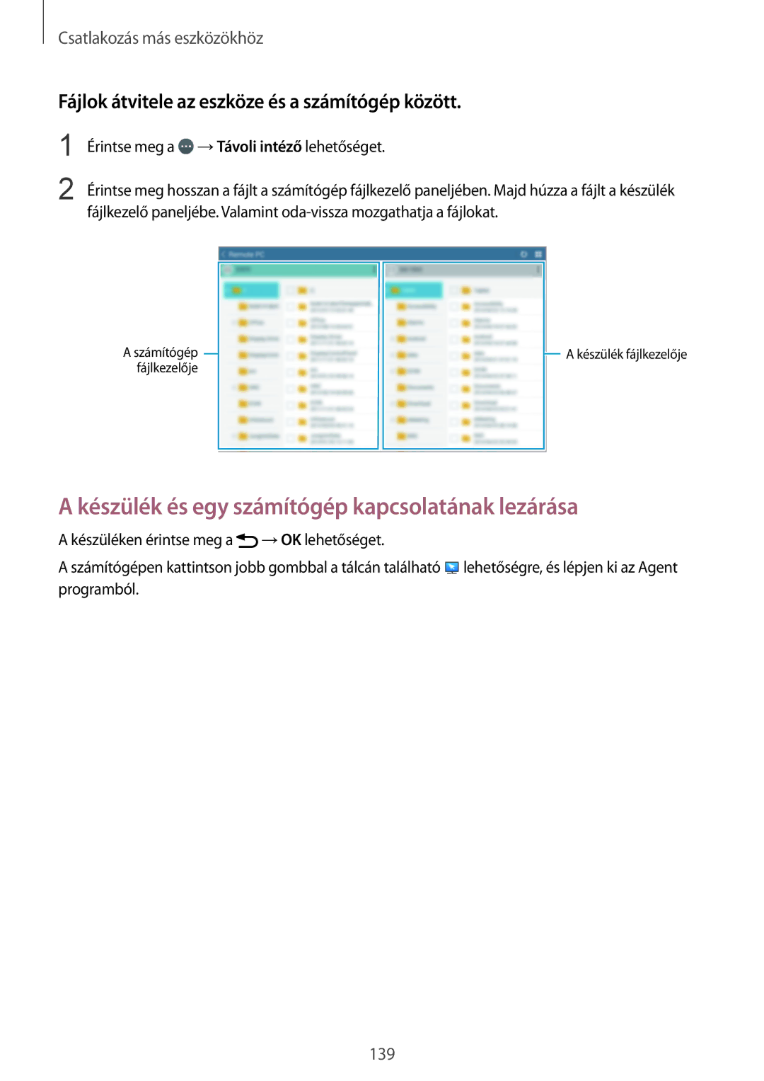 Samsung SM-T800NHAAAUT, SM-T800NZWAEUR, SM-T800NTSAATO, SM-T800NHAAATO Készülék és egy számítógép kapcsolatának lezárása 