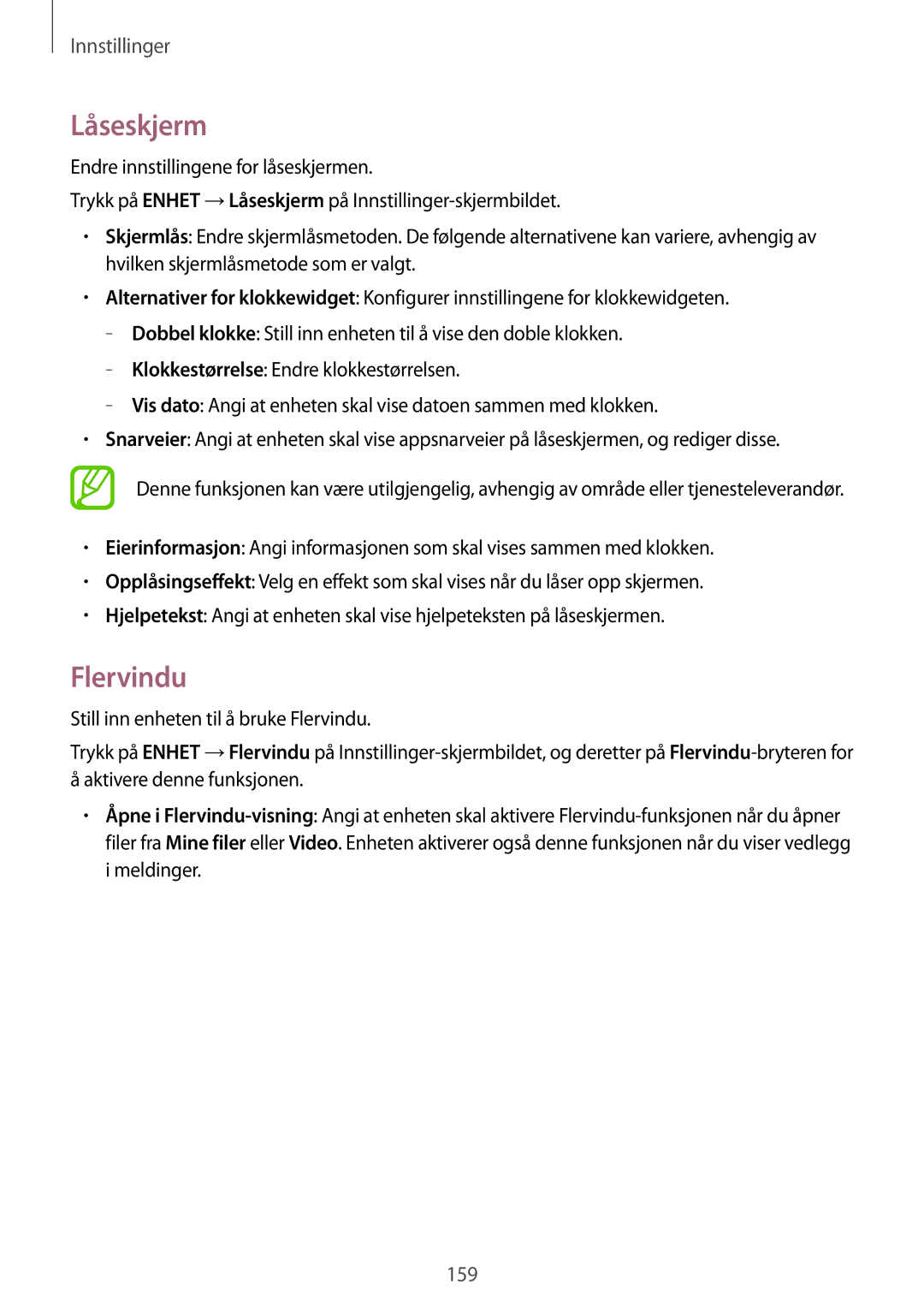 Samsung SM-T805NHAANEE, SM-T805NTSANEE, SM-T805NTSENEE, SM-T805NLSANEE, SM-T805NZWANEE manual Låseskjerm 