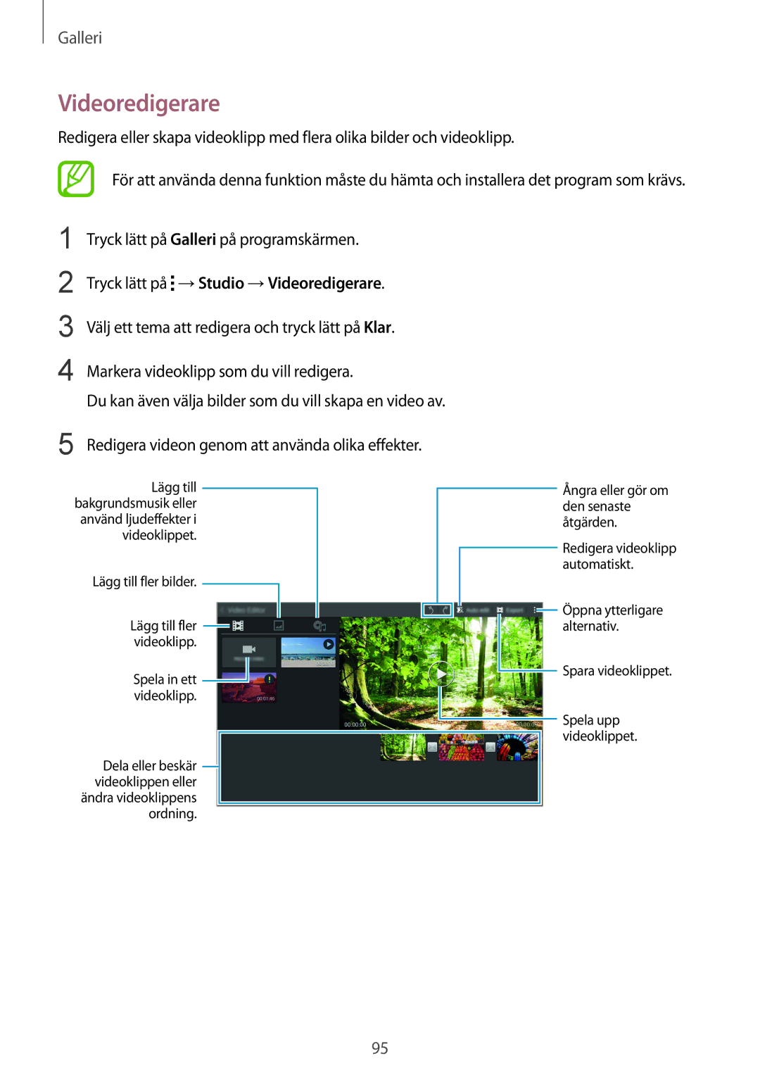 Samsung SM-T805NTSANEE, SM-T805NTSENEE, SM-T805NLSANEE, SM-T805NZWANEE, SM-T805NHAANEE manual Videoredigerare 