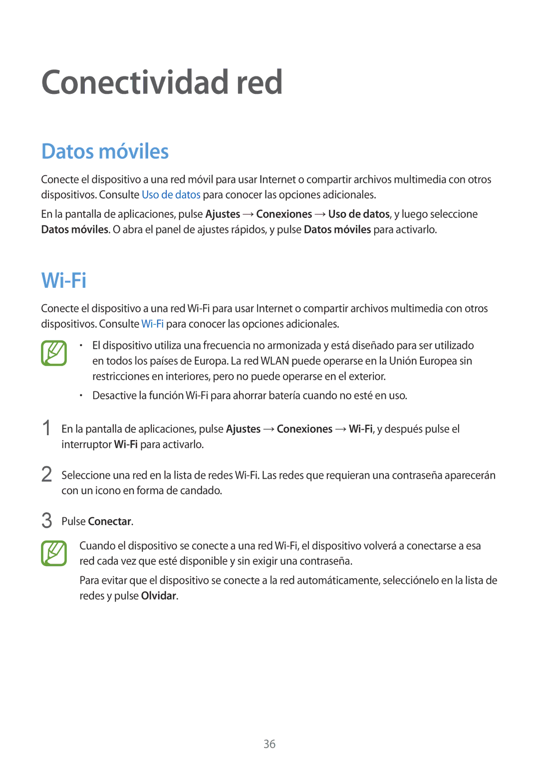 Samsung SM-T805NZWATPH, SM-T805NTSATPH, SM-T805NTSAITV manual Conectividad red, Datos móviles, Wi-Fi, Pulse Conectar 