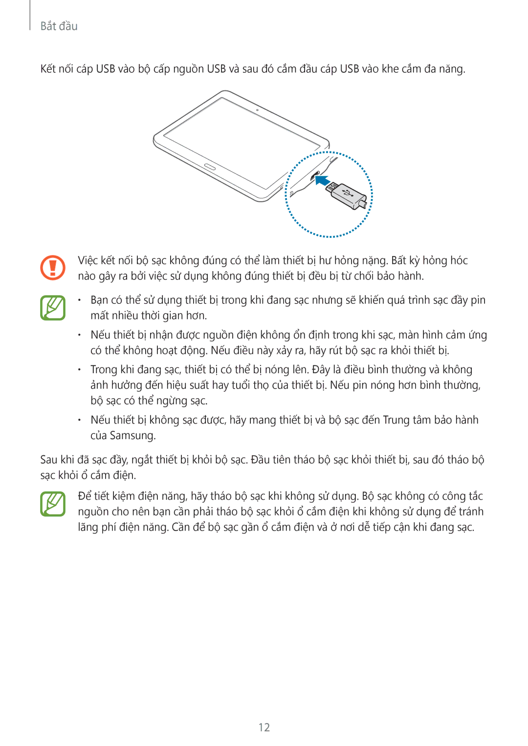 Samsung SM-T805NTSAXXV, SM-T805NZWAXXV manual Bắt đầu 