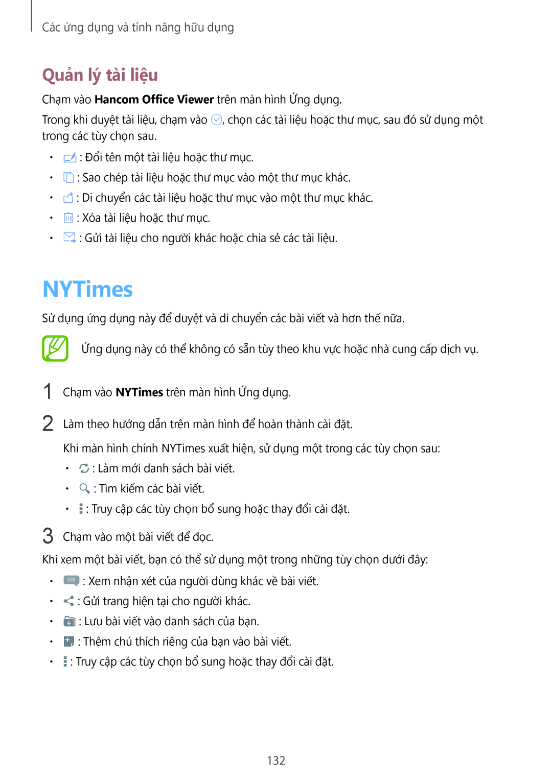 Samsung SM-T805NTSAXXV, SM-T805NZWAXXV manual NYTimes, Quản lý tài liệu, 132 