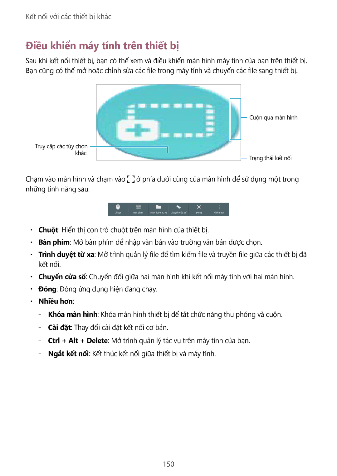 Samsung SM-T805NTSAXXV, SM-T805NZWAXXV manual Điều khiển máy tính trên thiết bị, 150, Nhiêu hơn 