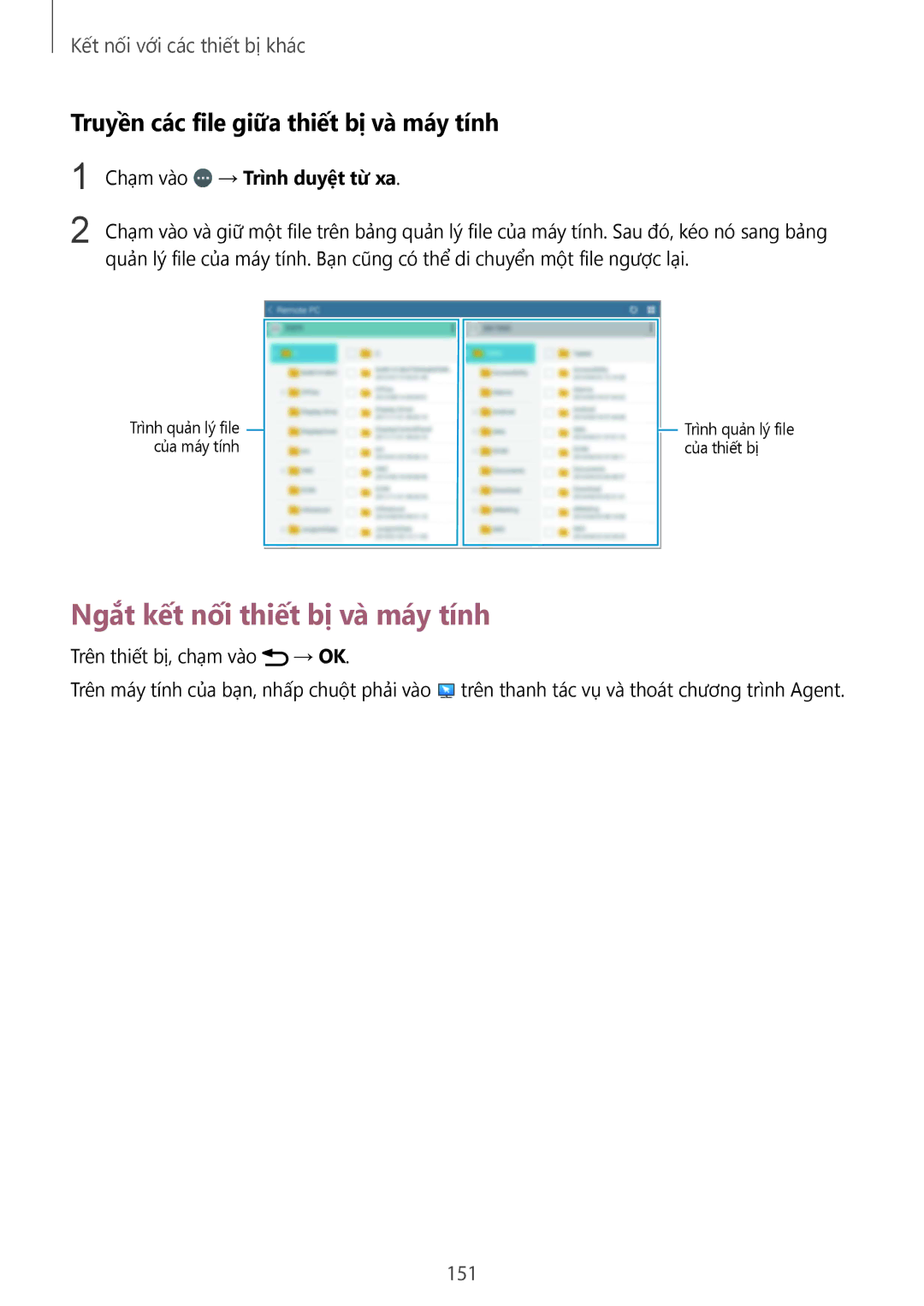 Samsung SM-T805NZWAXXV, SM-T805NTSAXXV Ngắt kết nối thiết bị và máy tính, Truyền các file giữa thiết bị và máy tính, 151 