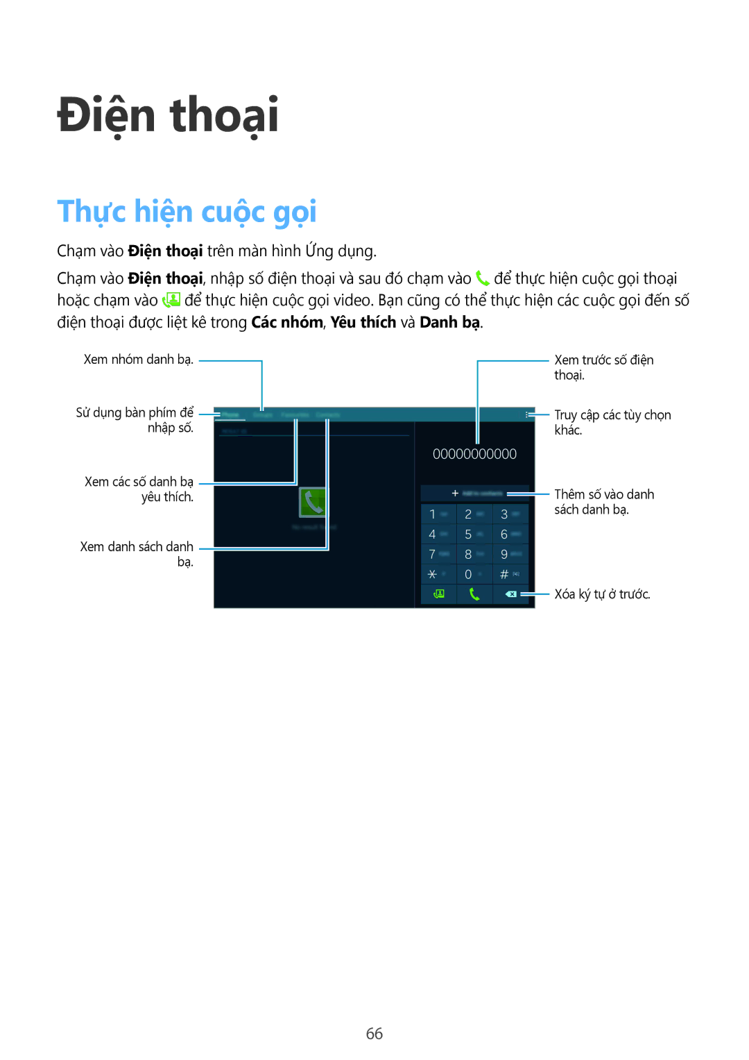 Samsung SM-T805NTSAXXV, SM-T805NZWAXXV manual Điện thoại, Thực hiện cuộc gọi 