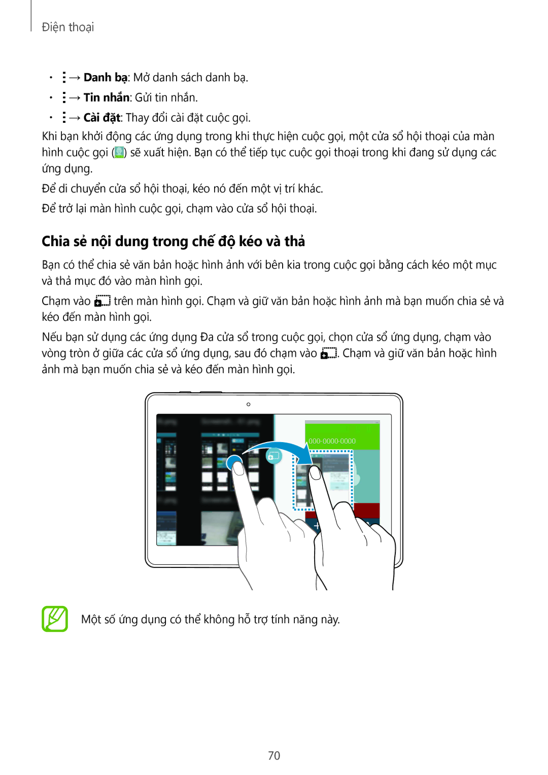 Samsung SM-T805NTSAXXV, SM-T805NZWAXXV manual Chia sẻ nội dung trong chế độ kéo và thả 