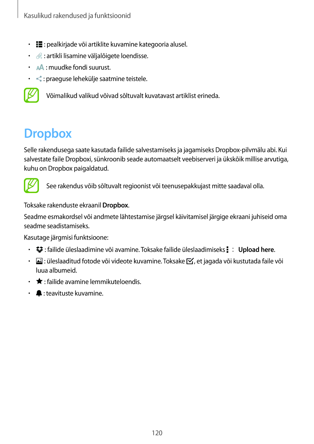 Samsung SM-T805NZWASEB, SM-T805NTSASEB, SM-T805NHAASEB manual Dropbox 