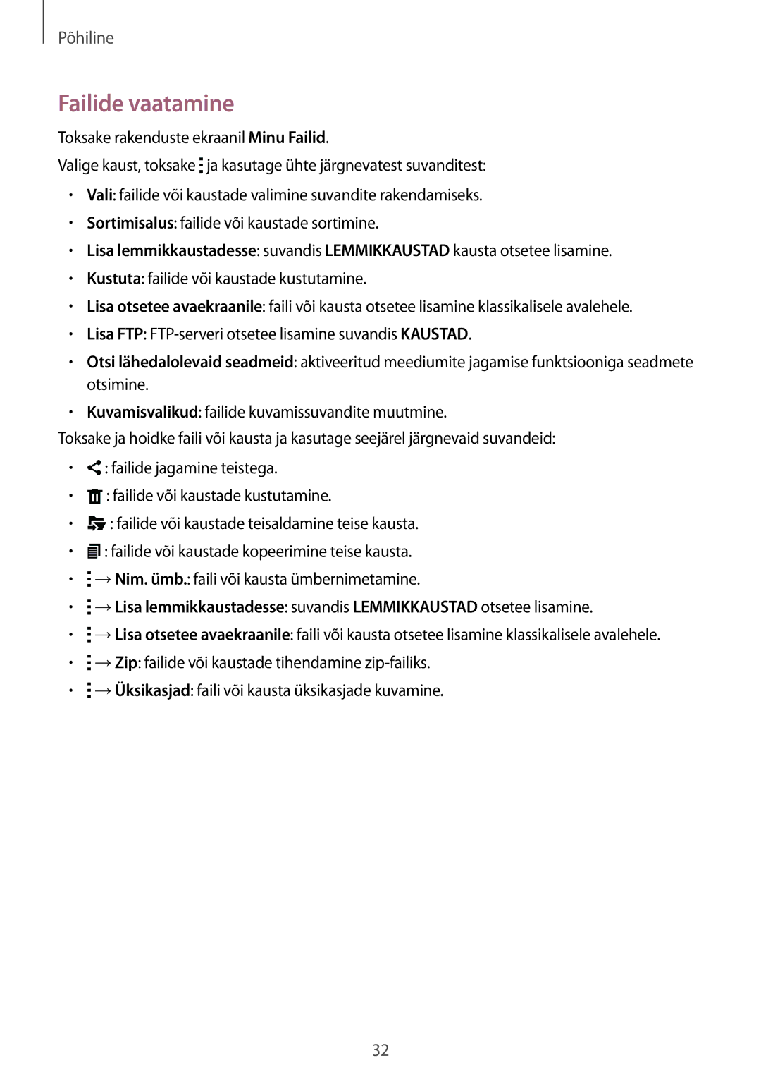 Samsung SM-T805NHAASEB, SM-T805NZWASEB, SM-T805NTSASEB manual Failide vaatamine 