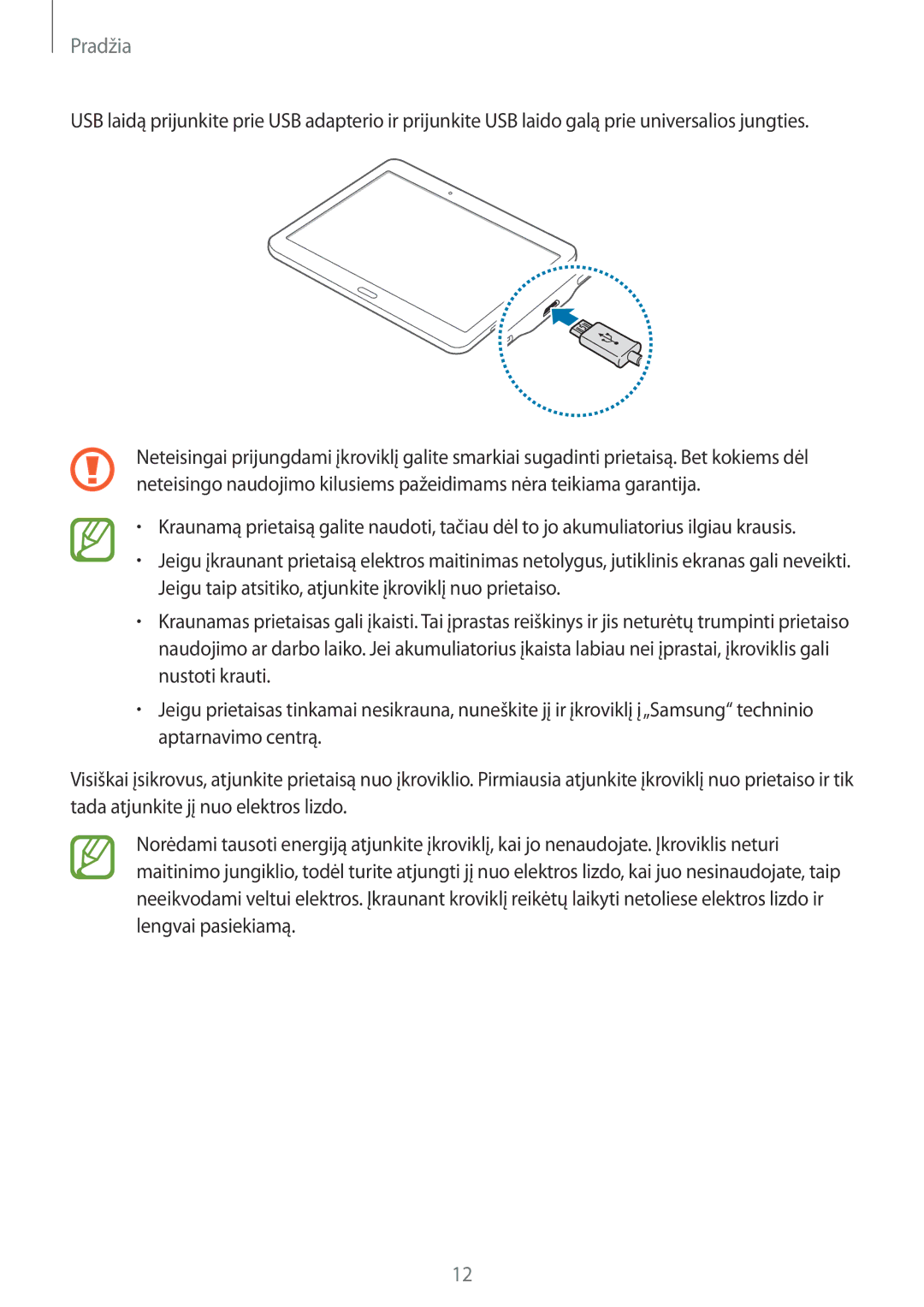 Samsung SM-T805NZWASEB, SM-T805NTSASEB, SM-T805NHAASEB manual Pradžia 