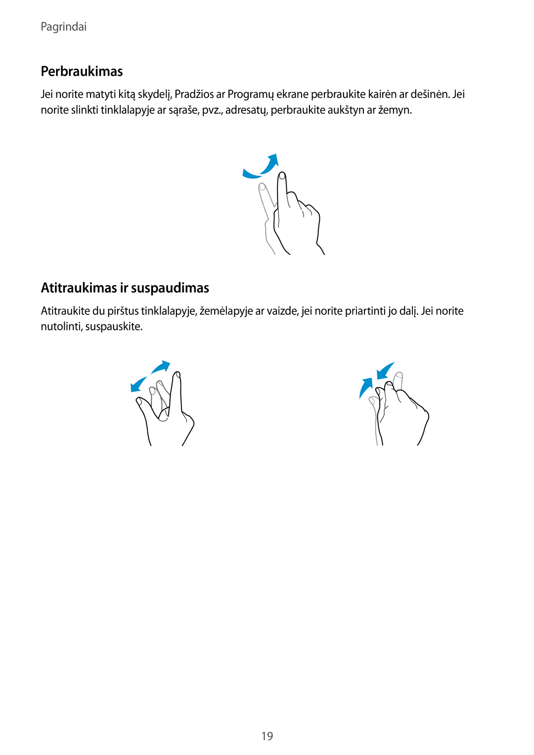 Samsung SM-T805NTSASEB, SM-T805NZWASEB, SM-T805NHAASEB manual Perbraukimas, Atitraukimas ir suspaudimas 