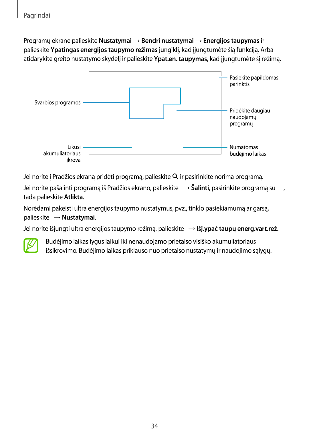 Samsung SM-T805NTSASEB, SM-T805NZWASEB, SM-T805NHAASEB manual Svarbios programos 