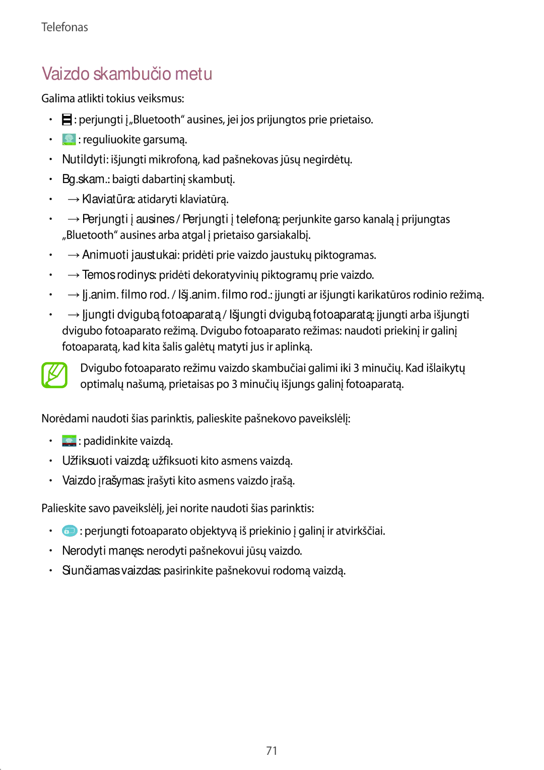 Samsung SM-T805NHAASEB, SM-T805NZWASEB, SM-T805NTSASEB manual Vaizdo skambučio metu 