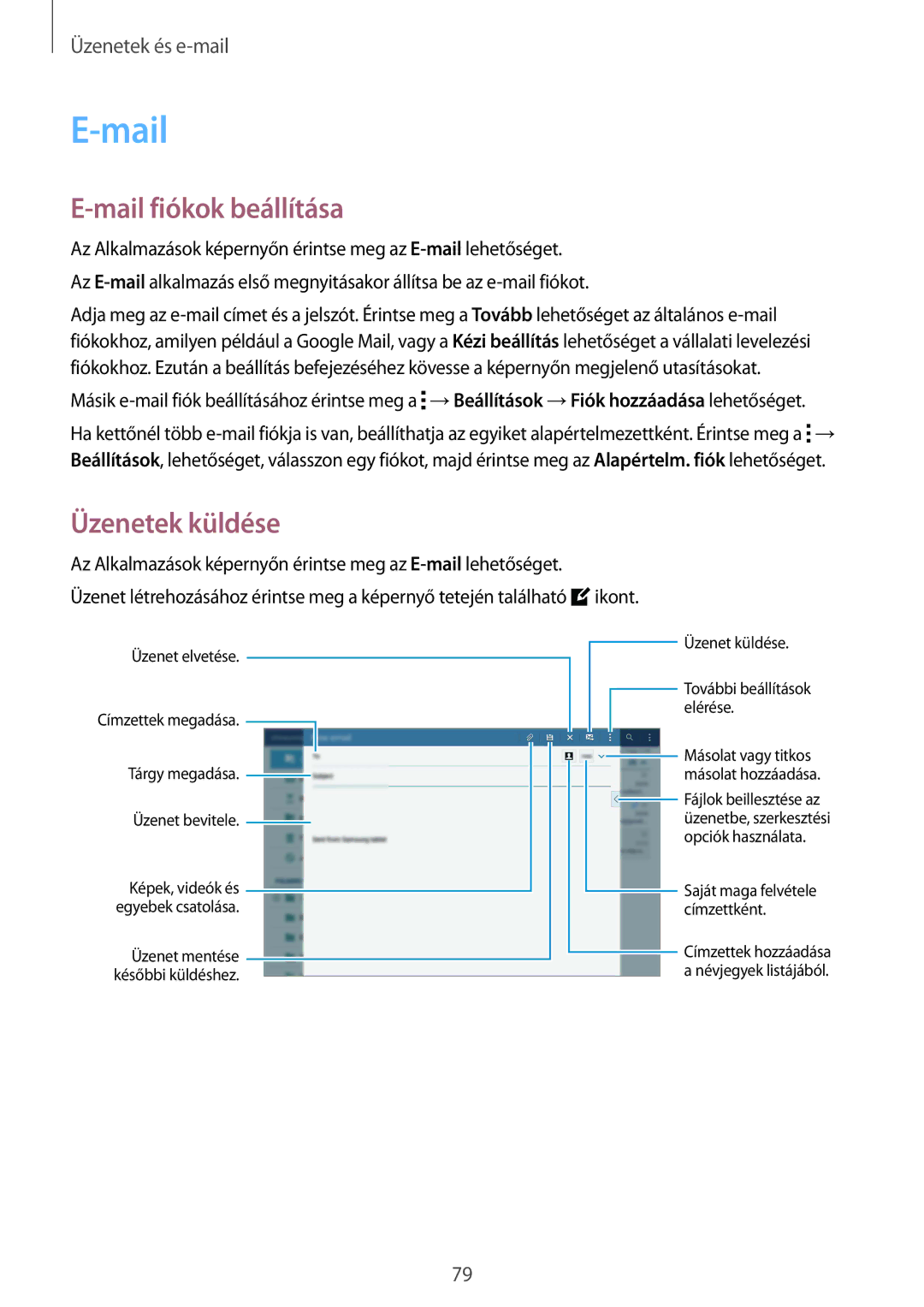 Samsung SM-T805NZWAXEH manual Mail fiókok beállítása 