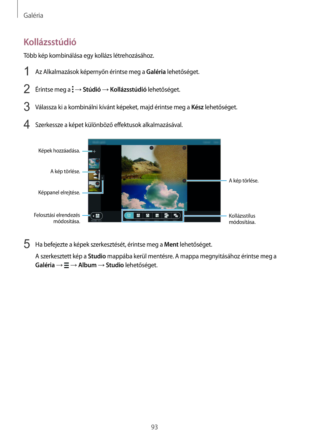 Samsung SM-T805NZWAXEH manual Kollázsstúdió 