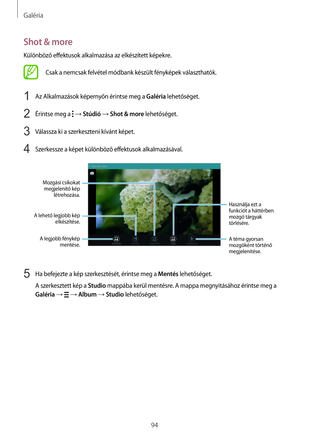 Samsung SM-T805NZWAXEH manual Shot & more 